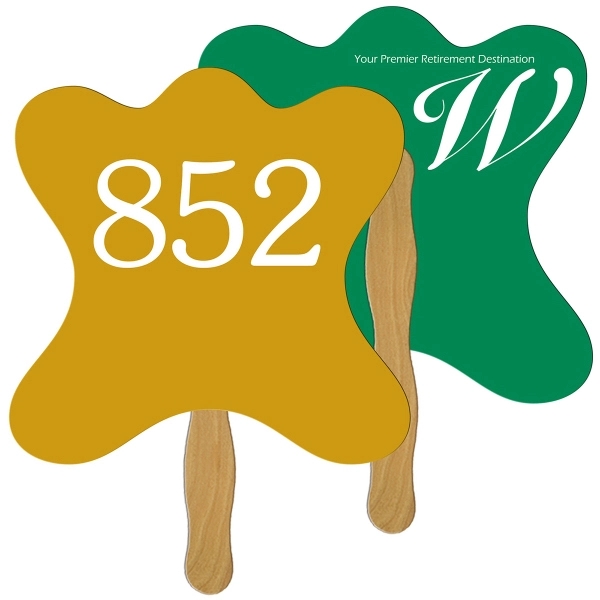 Digital printed jack shape auction fan with visible wooden stick.... from ASI 67620 Lion Circle Corp / Lion/Circle