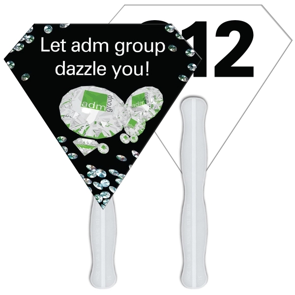 Diamond shape auction fan with visible wooden stick.... from ASI 67620 Lion Circle Corp / Lion/Circle