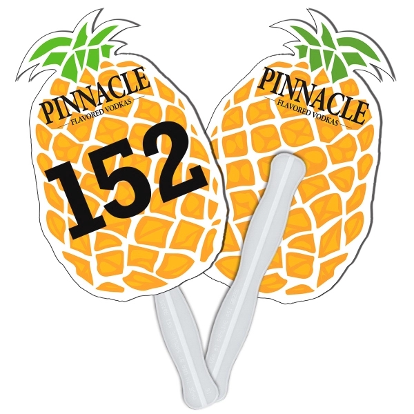 Digital printed pineapple shape auction fan with visible wooden stick.... from ASI 67620 Lion Circle Corp / Lion/Circle