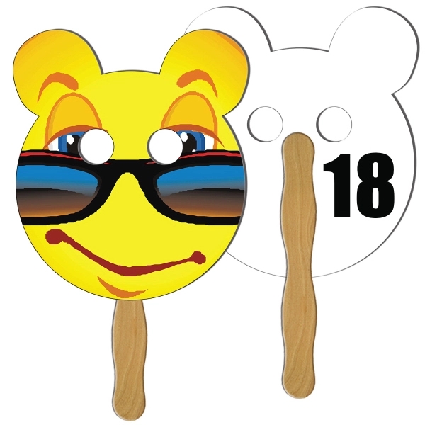 Digital printed panda bear shape auction fan with visible wooden stick.... from ASI 67620 Lion Circle Corp / Lion/Circle