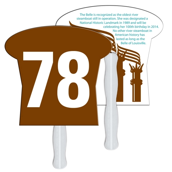 Digital printed mushroom shape auction fan with visible wooden stick.... from ASI 67620 Lion Circle Corp / Lion/Circle