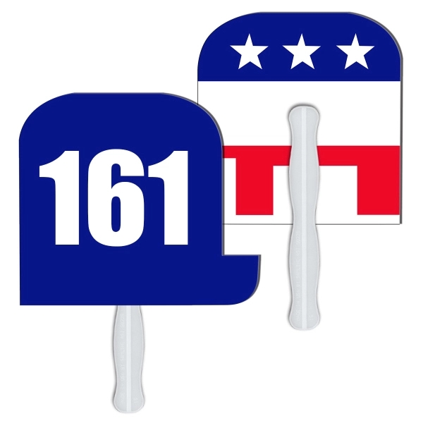 Digital printed elephant shape auction fan with visible wooden stick.... from ASI 67620 Lion Circle Corp / Lion/Circle