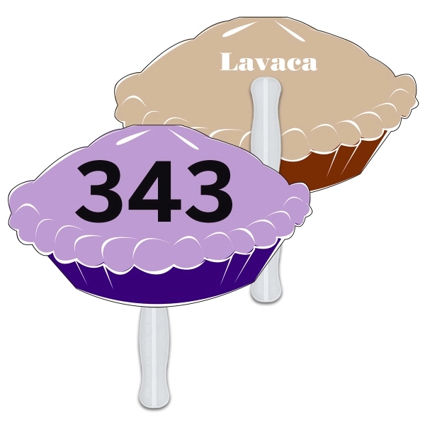 Digital printed pie shape auction fan with visible wooden stick.... from ASI 67620 Lion Circle Corp / Lion/Circle