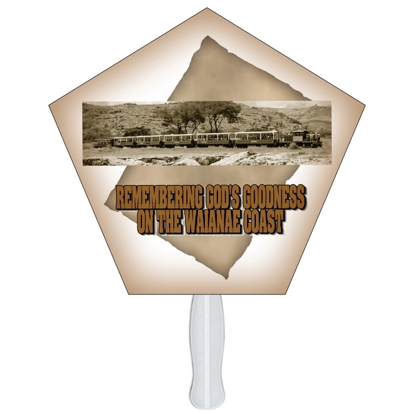 Church shaped digital economy fans with double sided film lamination.... from ASI 67620 Lion Circle Corp / Lion/Circle