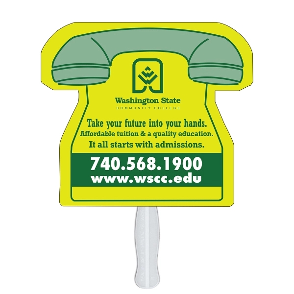 Telephone shaped digital economy fans with double sided film lamination.... from ASI 67620 Lion Circle Corp / Lion/Circle