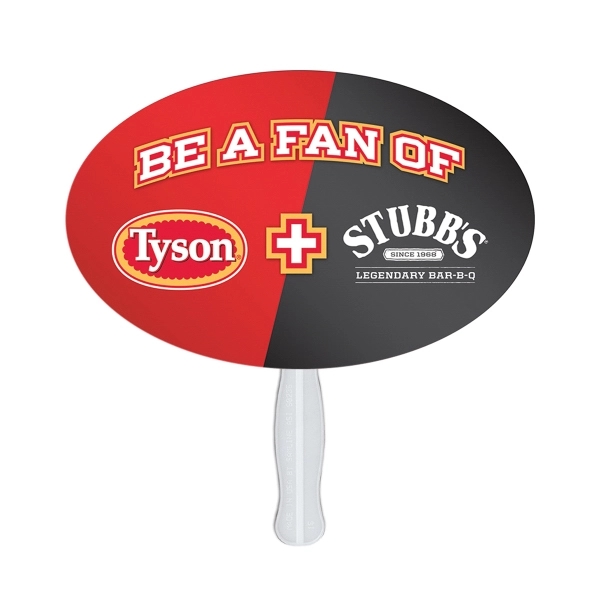 Oval/football shaped digital economy fans with double sided film lamination.... from ASI 67620 Lion Circle Corp / Lion/Circle