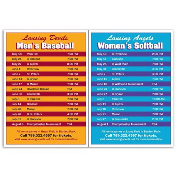 5 1/2" x 8", 2-in-1 schedule magnet with pull-apart center and... from ASI 68507 The Magnet Group / Magnet LLC™