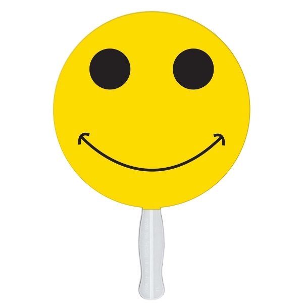 Smiley Face shaped digital economy fans with double sided film lamination.... from ASI 67620 Lion Circle Corp / Lion/Circle