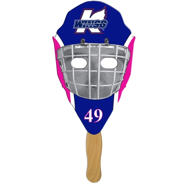 Hockey mask shaped digital economy fans with double sided film lamination.... from ASI 67620 Lion Circle Corp / Lion/Circle
