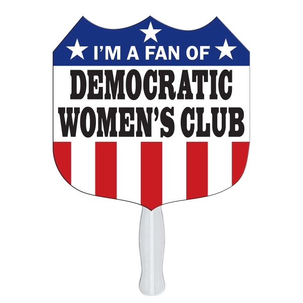 Interstate sign shaped digital economy fans with double sided film lamination.... from ASI 67620 Lion Circle Corp / Lion/Circle