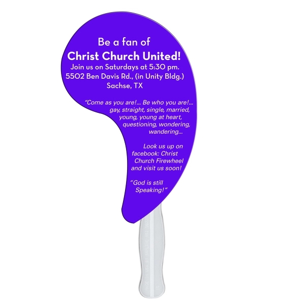 Comma shaped digital economy fans with double sided film lamination.... from ASI 67620 Lion Circle Corp / Lion/Circle