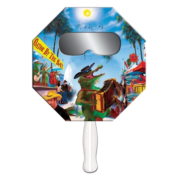 Stop sign shape hand held fan with see through smoked film.... from ASI 67620 Lion Circle Corp / Lion/Circle