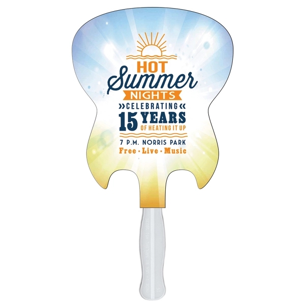 Electric guitar shaped digital economy fans with double sided film lamination.... from ASI 67620 Lion Circle Corp / Lion/Circle