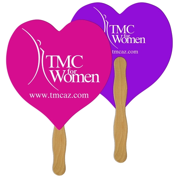 Heart shaped digital economy fans with double sided film lamination.... from ASI 67620 Lion Circle Corp / Lion/Circle