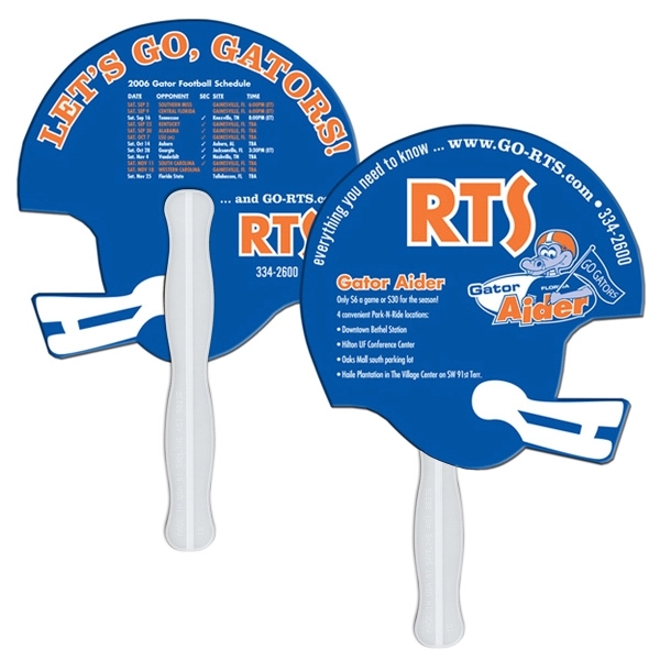 Helmet shaped digital economy fans with double sided film lamination.... from ASI 67620 Lion Circle Corp / Lion/Circle