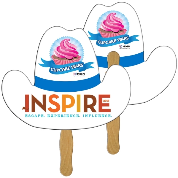 Cowboy hat shaped digital economy fans with double sided film lamination.... from ASI 67620 Lion Circle Corp / Lion/Circle