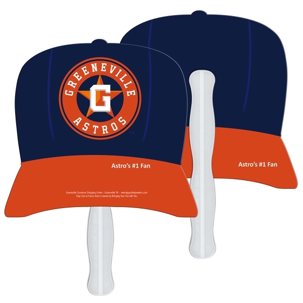 Baseball cap shaped digital economy fans with double sided film lamination.... from ASI 67620 Lion Circle Corp / Lion/Circle