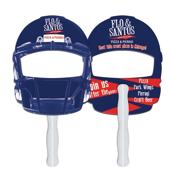 Helmet shaped digital economy fans with double sided film lamination.... from ASI 67620 Lion Circle Corp / Lion/Circle