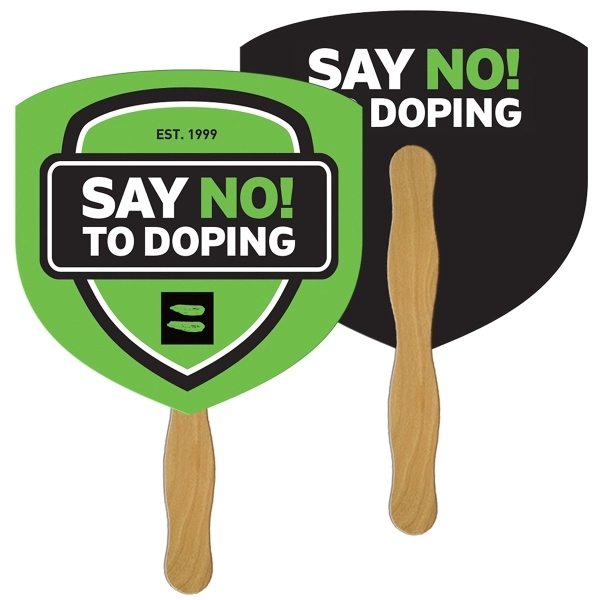 Shield shaped digital economy fans with double sided film lamination.... from ASI 67620 Lion Circle Corp / Lion/Circle