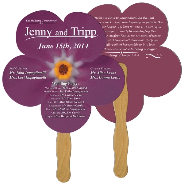 Daisy flower shaped digital economy fans with double sided film lamination.... from ASI 67620 Lion Circle Corp / Lion/Circle