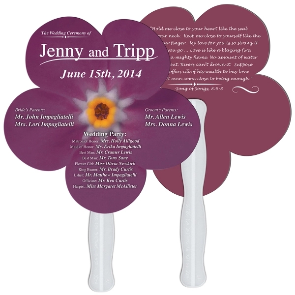 Daisy flower shaped digital economy fans with double sided film lamination.... from ASI 67620 Lion Circle Corp / Lion/Circle