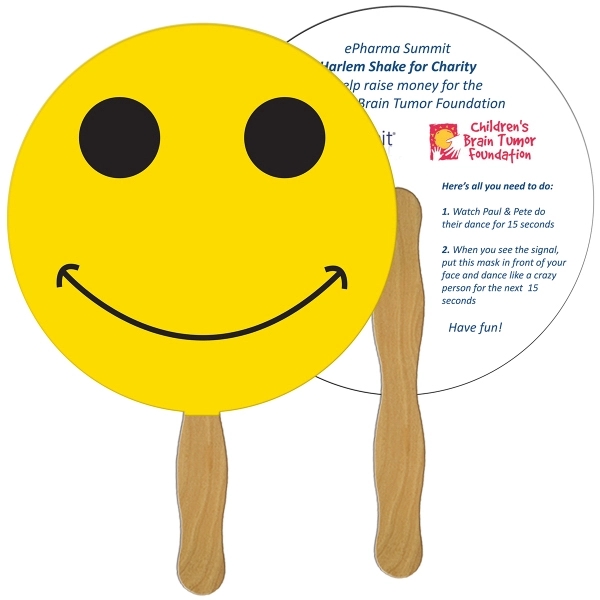 Smiley Face shaped digital economy fans with double sided film lamination.... from ASI 67620 Lion Circle Corp / Lion/Circle