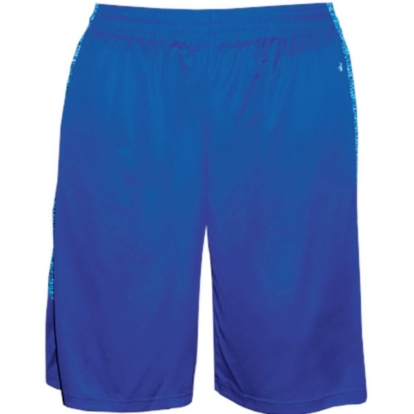 Panel shorts with sublimated digital side inserts, 2" covered elastic waistband... from ASI 37461 Augusta Sportswear