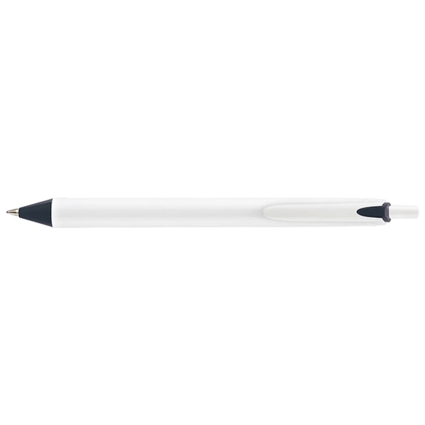 Allen Prime plunger-action pen with a large straight, bright white barrel... from ASI 82498 RiteLine LLC