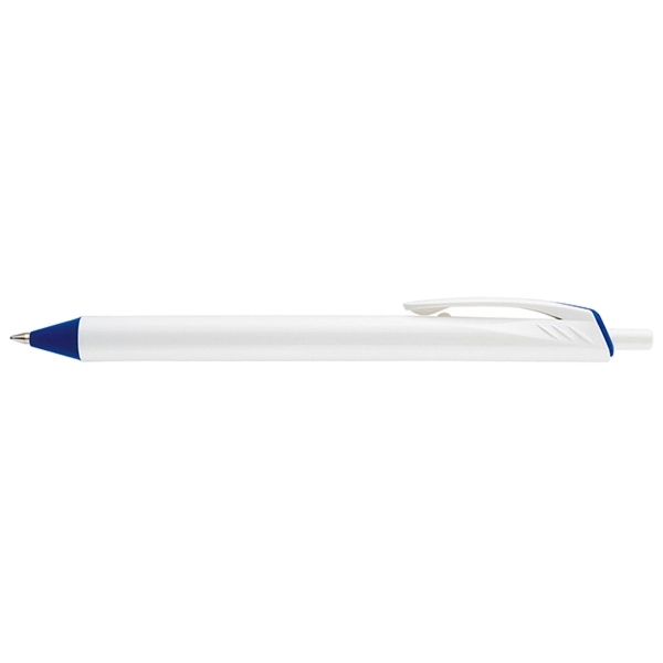 Allen Prime plunger-action pen with a large straight, bright white barrel... from ASI 82498 RiteLine LLC