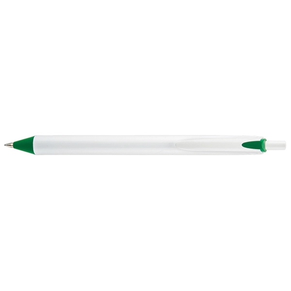 Allen Prime plunger-action pen with a large straight, bright white barrel... from ASI 82498 RiteLine LLC