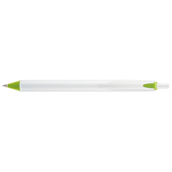 Allen Prime plunger-action pen with a large straight, bright white barrel... from ASI 82498 RiteLine LLC