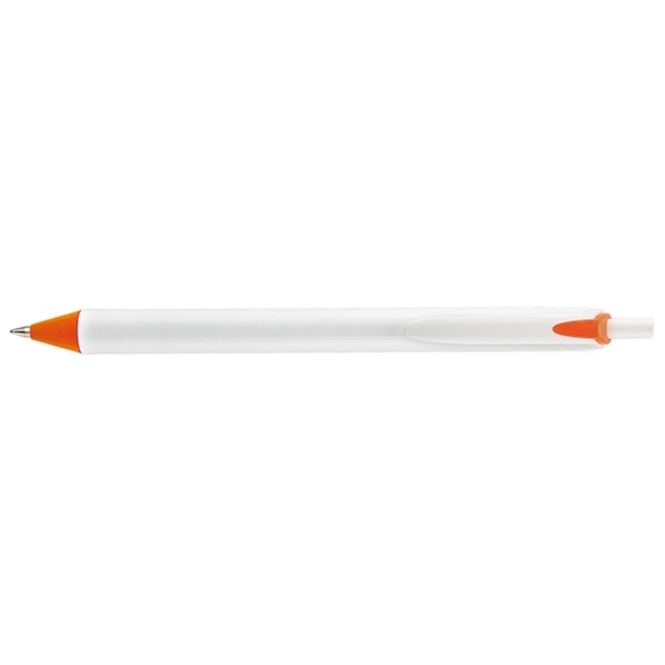 Allen Prime plunger-action pen with a large straight, bright white barrel... from ASI 82498 RiteLine LLC