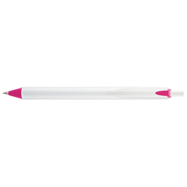 Allen Prime plunger-action pen with a large straight, bright white barrel... from ASI 82498 RiteLine LLC