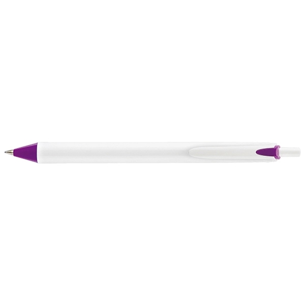 Allen Prime plunger-action pen with a large straight, bright white barrel... from ASI 82498 RiteLine LLC