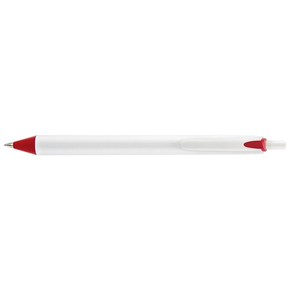 Allen Prime plunger-action pen with a large straight, bright white barrel... from ASI 82498 RiteLine LLC