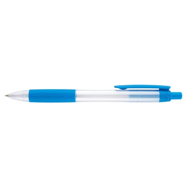 Retractable style pen with pearlized frosty barrel and tip, a colored... from ASI 82498 RiteLine LLC