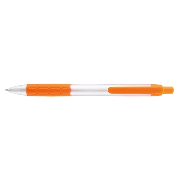 Retractable style pen with pearlized frosty barrel and tip, a colored... from ASI 82498 RiteLine LLC