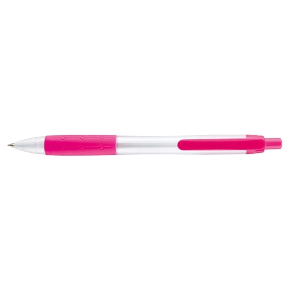 Retractable style pen with pearlized frosty barrel and tip, a colored... from ASI 82498 RiteLine LLC