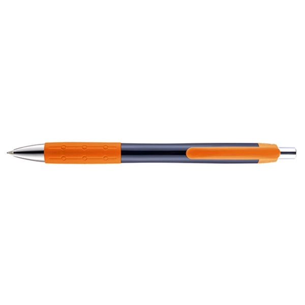 Retractable style pen with black barrel, chrome tip, plunger, black ink... from ASI 82498 RiteLine LLC