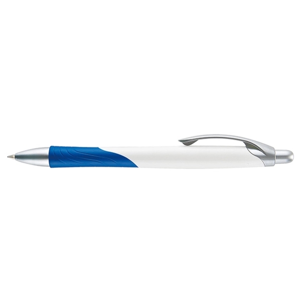 Pecos Prime plunger-action pen with a contoured, bright white barrel and... from ASI 82498 RiteLine LLC