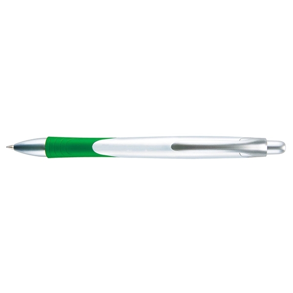 Pecos Prime plunger-action pen with a contoured, bright white barrel and... from ASI 82498 RiteLine LLC