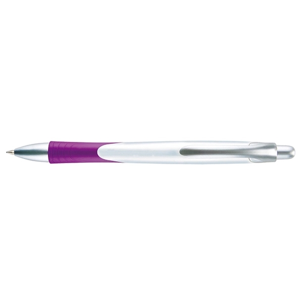 Pecos Prime plunger-action pen with a contoured, bright white barrel and... from ASI 82498 RiteLine LLC