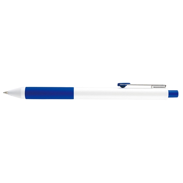 Shiner Prime plunger-action pen with a straight, white barrel and colored... from ASI 82498 RiteLine LLC