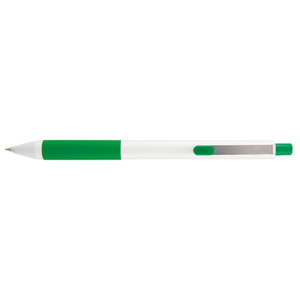 Shiner Prime plunger-action pen with a straight, white barrel and colored... from ASI 82498 RiteLine LLC