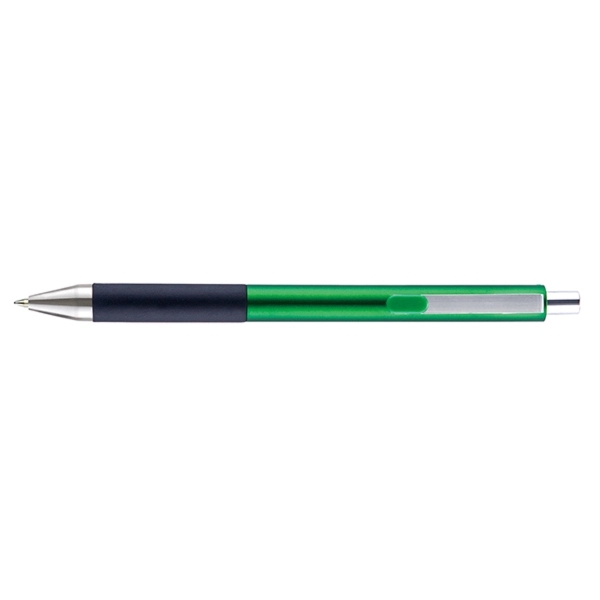 Shiner plunger-action pen with a straight, metallic barrel, black soft grip,... from ASI 82498 RiteLine LLC