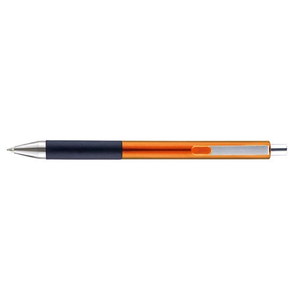 Shiner plunger-action pen with a straight, metallic barrel, black soft grip,... from ASI 82498 RiteLine LLC