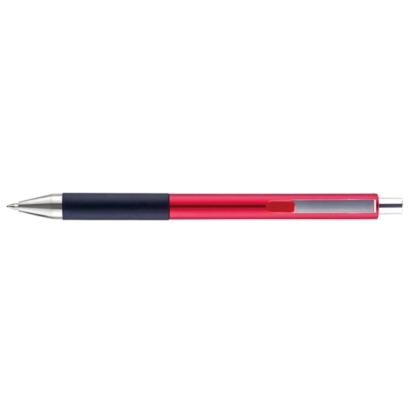 Shiner plunger-action pen with a straight, metallic barrel, black soft grip,... from ASI 82498 RiteLine LLC