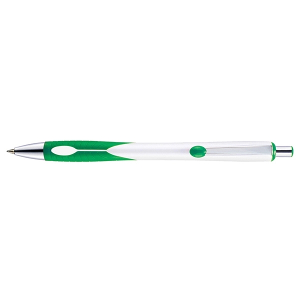 Retractable style pen with contoured bright white barrel, co-molded soft grip,... from ASI 82498 RiteLine LLC