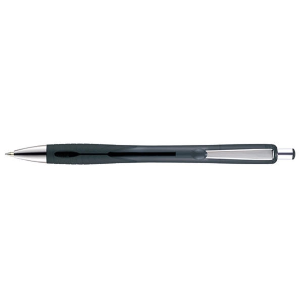 Retractable style pen with contoured translucent barrel, black ink, co-molded soft... from ASI 82498 RiteLine LLC