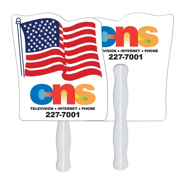 Flag shaped digital economy fans with double sided film lamination.... from ASI 67620 Lion Circle Corp / Lion/Circle